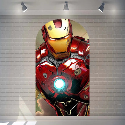 Arched Iron Man children's birthday party gift decoration elastic background props customizable superhero room decoration poster