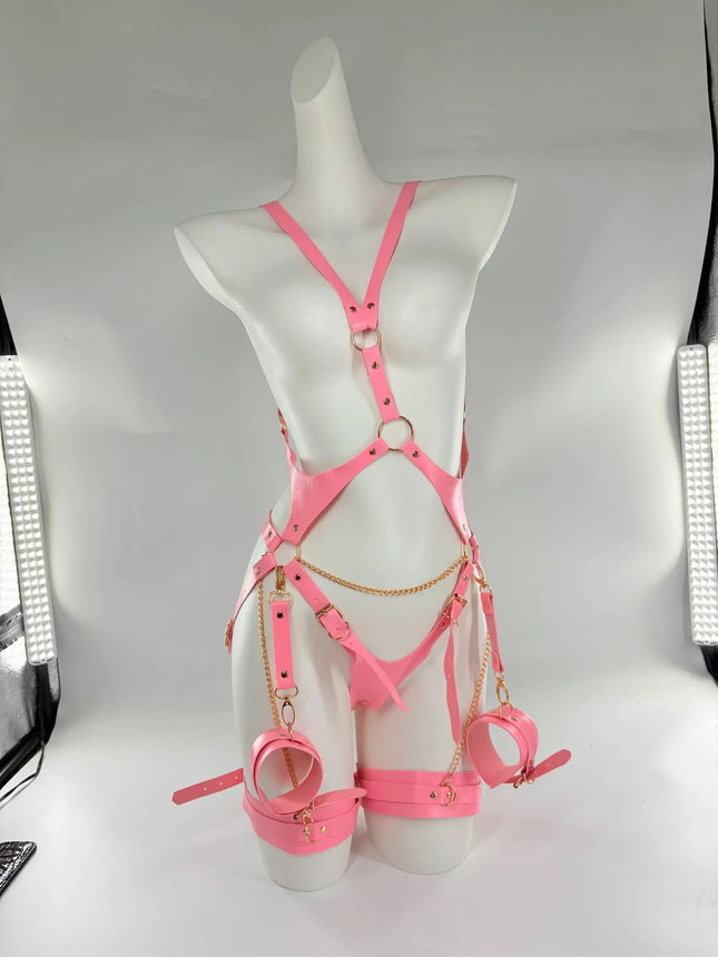 Sexy Harness Body Punk for Women Lingerie Gothic Leather Cage Bra Stocking Wedding Garter Belt Mature Thigh Leg Harness Toys18+