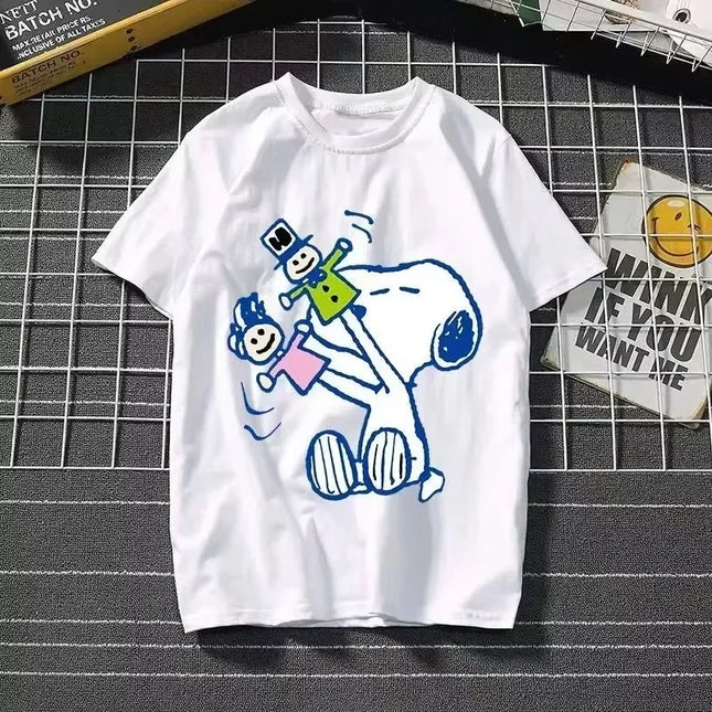 2025 New Summer Snoopy T Shirt Cartoon Short Sleeved Tees Tops Harajuku T-shirt Women Streetwear Pullover Clothes Men's Clothing