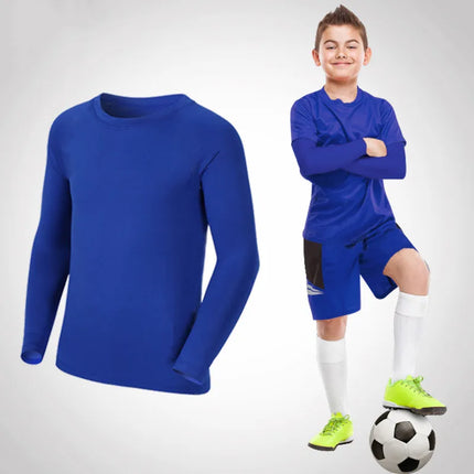 Kids Children Boy Girl Compression Running Long T Shirt Fitness Sport Basketball Football Gym Sportswear Soccer Clothes 25