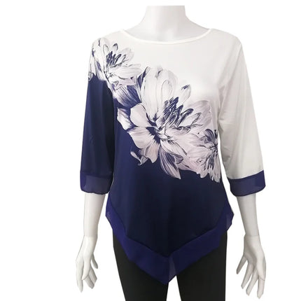Women's Shirt Spring Summer Blouse 3/4 Sleeve Casual Printing Female Fashion Shirt Tees Tops Plus Size 5XL Street Shirt