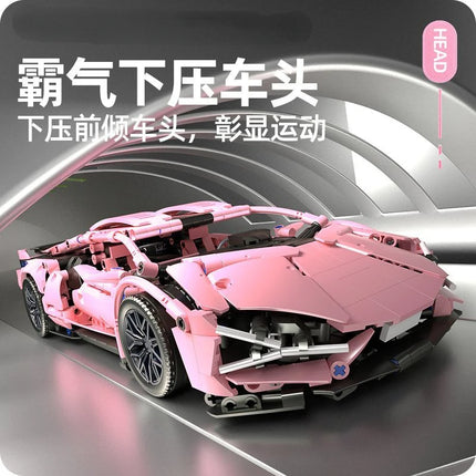 1299 PCS Tech 1:14 Pink Racing Sports car building blocks Assemble brick car toys for girls birthday presents Christmas presents