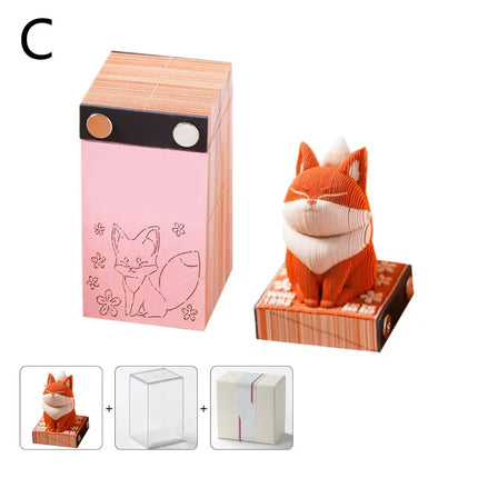 3D Notepad Cute Bunny 3D Memo Pad Animal Sticky Note Art Notes Block Office Accessories Birthday Gifts For Kids Friends