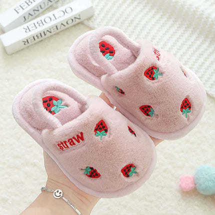 Child Slippers Cotton Baby Boy Warmth Winter Indoor Children Non-slip Girl Cute Cartoon Fluffy Shoes Mother Kids Slipper
