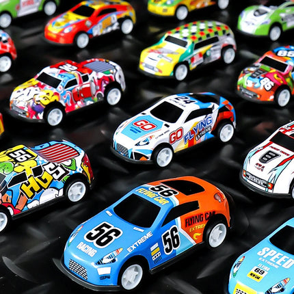 48 Pieces Mini Car Set Inertia Pull Back Cars for Boys Plastic Vehicle Model with Container Collection Simulation Toy Birthday