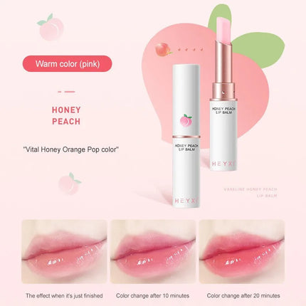 Honey Peach Lip Balm Color Change Lipstick Lips Plumper Moisturizing Hydrating Nourishing Lips Skin Care