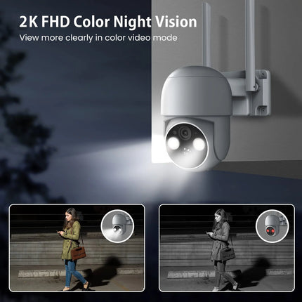 XVIM 2-Pack 5MP Solar-Powered Wireless Outdoor Security Camera IP65 Waterproof 360° Pan/Tilt Full-Color Night Vision 2-Way Audio