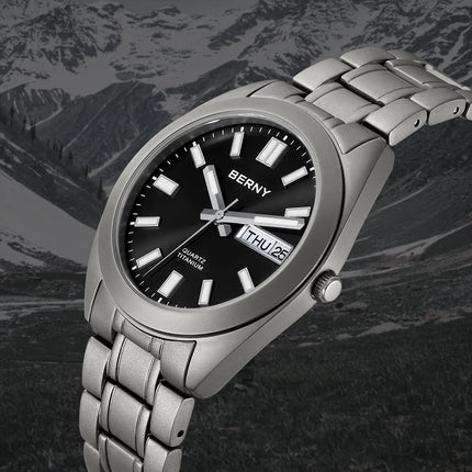 BERNY Titanium Watch for Men Supper Light Weight Wristwatch Super Luminous Sapphire 10ATM Waterproof Sport Field Quartz Watches