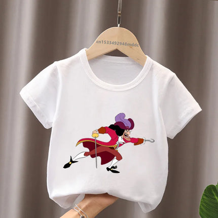 Hot Sale Peter Pan Tinker Bell Print Cartoon Kids T-Shirts Girls Clothes Baby Boys Short Sleeve T shirt Summer Children Tops