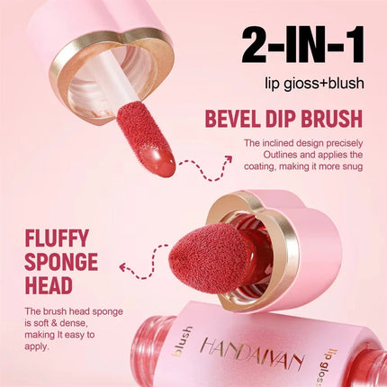  2-in-1 Liquid Blush Matte Lip Gloss Dual-purpose Liquid Blush Waterproof Multi-purpose Blush Stick Cheek Natural Blusher Cute