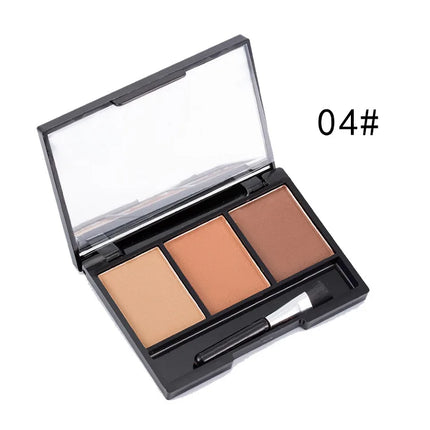 3 Color Eyebrow Powder Palette Cosmetic 3D Eye Brow Enhancer Professional Waterproof Makeup Eye Shadow With Brush Mirror Box