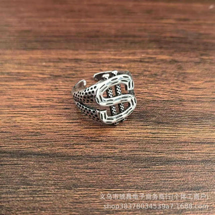 Hot selling  trendy exaggerated hip-hop dollar sign ring personalized design simple and versatile classic and chic ring