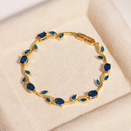 Luxury 16 Colors Sparkling Leaf Cubic Zirconia Branch Gold Silver Color CZ Crystal Bracelet Fashion Women Wedding Jewelry Gift