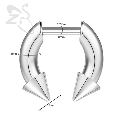 ZS 1PC 16G Buffalo Horn Nose Piercing Stainless Steel Pincher Plug In Septum Ring Stretcher Expander Gold Color Nose Ring 8mm
