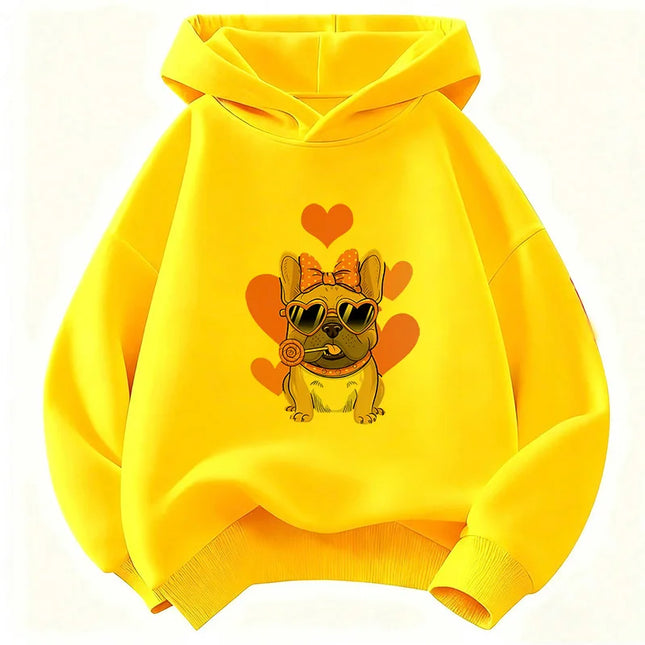 Summer Spring Fashion Cute French Bulldog Design Hoodie Kids Children's Sweatshirt Hoody Boys Girls Casual Hoodies Clothes