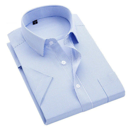 Plus Size 9XL New High Quality Non-ironing Men Dress Shirt Summer Short Sleeve Solid Male Clothing Regular Fit Business Shirts