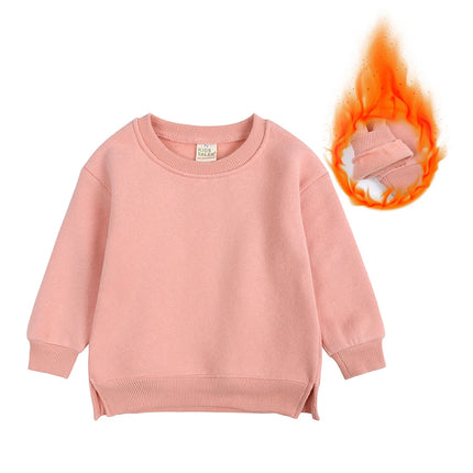 2026 Custom 1-7T Kids Sweatshirt Warm Thicken Fleece Pullovers Clothes Korean Baby Boys Girls Comfortable Hoodies Tops Clothing
