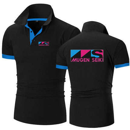 2024 Summer Men's Mugen Seiki Logo Print Popular Lapel Collar Cotton Simplicity Comfortable Quick-Drying Solid Color Polo Shirts