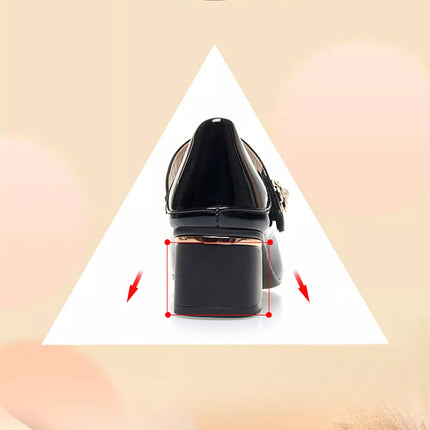Women's Leather Shoes New Style Dancing Shoes Leongyue Mother Shoes Soft Sole Thick Heel Women's Shoes One-Button Single Shoes
