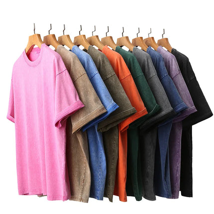 Custom Streetwear Vintage Washed Cotton Tee Oversized T-Shirt Retro Hip Hop Style 100% Cotton Personalized Design Men Clothing
