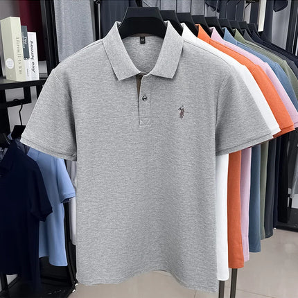 100% pure cotton men's short-sleeved polo shirt, hot-selling summer fashionable horse logo embroidery classic Paul casual T-shirt