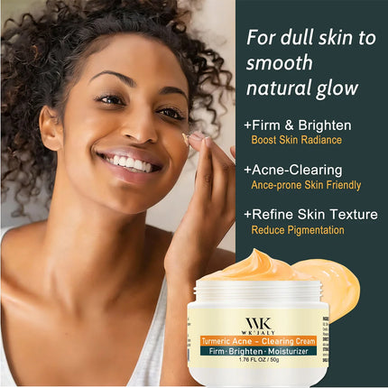 WK JALY Acne Clearing Brighten Turmeric Face Cream, Remove Spots, Pigmentation, Improve Dull Skin, With Niacinamide, Aloe Vera