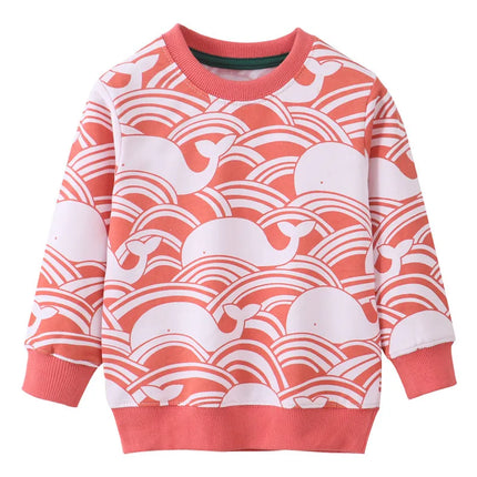 Jumping Meters New Arrival Autumn Boys Girls Sweatshirts Cotton Whale Print Hot Selling Kids Clothes Long Sleeve Sport Shirts