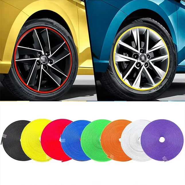 8M/ Roll Rim Blades Car Vehicle Color Wheel Rims Protectors Decor Strip Tire Guard Line Rubber Moulding Trim
