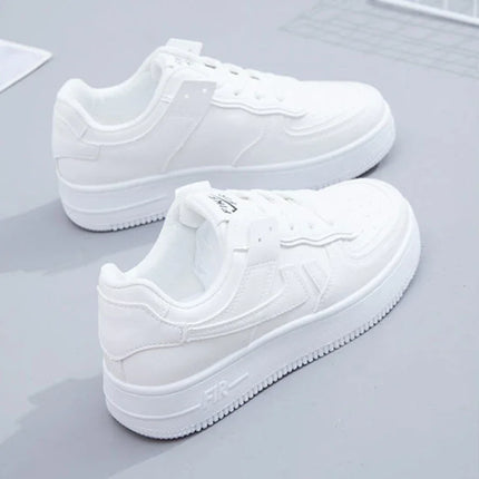 Fashionable Lace-up Flat Casual Shoes Comfortable Thick-soled Running Sneakers Round-toe Breathable/Wear-resistant Running Shoes
