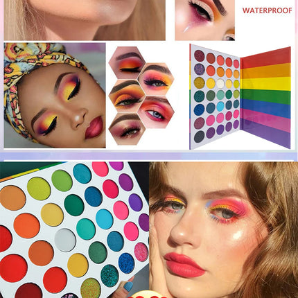 35 Color Rainbow Eyeshadow Palette - Vibrant Matte Shimmer & Glitter Makeup Set for Artistic, Festival, Party Creative Eye Looks