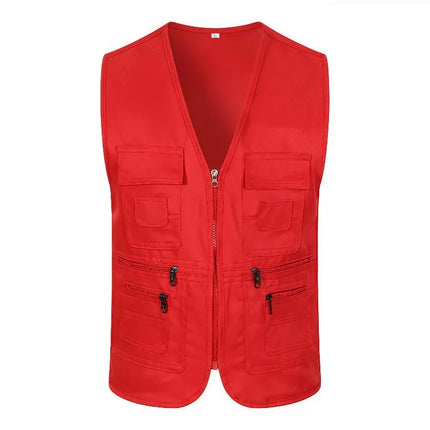 Men's Multi Pocket Tank Top Summer Men American Tactical Hiking Fishing Photography Director Mesh Sleeveless Outdoor Jacket Vest