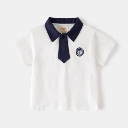 HoneyCherry Boys' Short-sleeved Cotton Polo Shirt, New Summer Style, Children's Solid Color and Breathable Polo Shirt