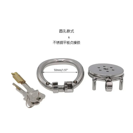 Flat Male Cock Cage with Metal Catheter - 18+ Urethral Negative Pressure Chastity Lock, BDSM Bondage Toy for Couples