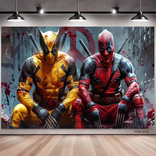 Superhero Deadpool Theme Customized Boys Birthday Party Decoration Banner Provided Portrait Photography Studio Background Props