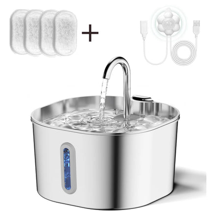 Automatic cat water fountain, stainless steel pet water fountain, dog water fountain, suitable for small and medium-sized pets