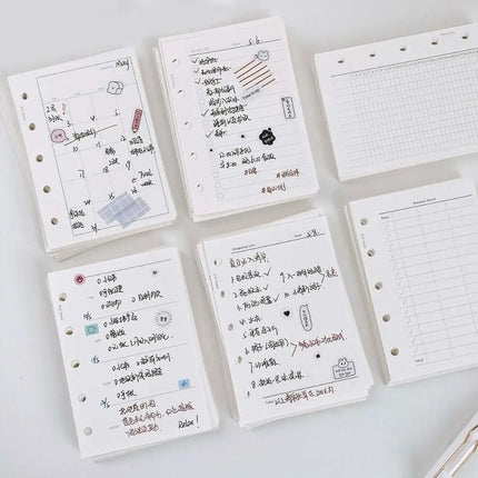 50Sheets M5 A8 Loose-Leaf Notebook Refill Paper 5-hole Line Grid Inner Refill Binder Paper Pages Daily Monthly Weekly Agenda