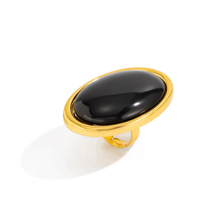 Salircon Classic Simple Geometry Red Oval Resin Finger Ring for Women Vintage Elegant Rings Charm Party Accessories Jewelry Gift