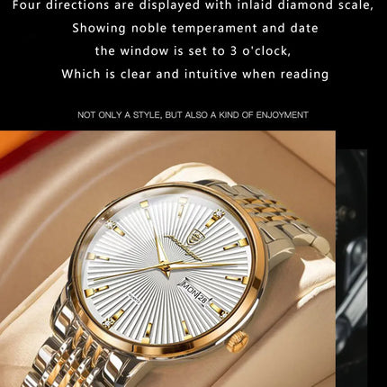 POEDAGAR Fashion Business Men's Watches Waterproof Luminous Date&Week Stainless Steel Men Watch Quartz Exquisite Male Wristwatch