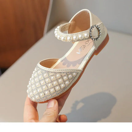 Girls LeatherShoesChildren's Crystal Shoes 2025Spring Summer New Little Girls Princess Shoes Fashion Shiny RhinestoneDance Shoes