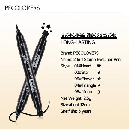 1PC Waterproof and Sweat-proof Eyeliner with Stamps - Quick Drying, Smooth Application, Multiple Patterns, Gentle Texture