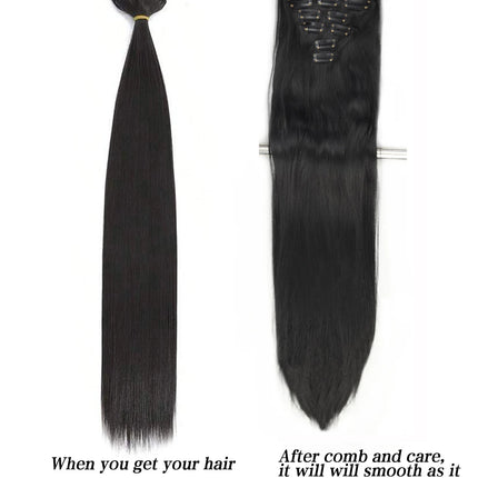Long Synthetic Clip On Hair Extension 18-32inch Straight Hairpiece 16 Clips In Ombre Heat Resistant Fiber Women Girl Use Black L