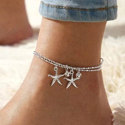 Beach Bead Anklet for Women Jewelry Retro Fashion Beads Stone Pendant Ankle Chain