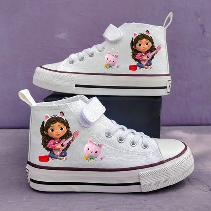 New Gabby's Dollhouse Children's Shoes Student High Top Canvas shoes Girls Anti-slip Outdoor Shoes Kids Sport Shoes