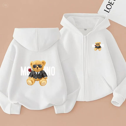 Children's New Zipper Style Long Sleeve Hoodie Cute Bears Pretty girl Charming Coat Girls Boy 3-12Yrs Leisure Sweatshirt Clothes