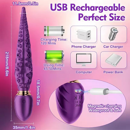 Octopus Tentacle Anal Vibrator for Women G-Spot Clitoris Stimulator 360° Rotation Vagin Massager Masturbation Adult Sex Toys