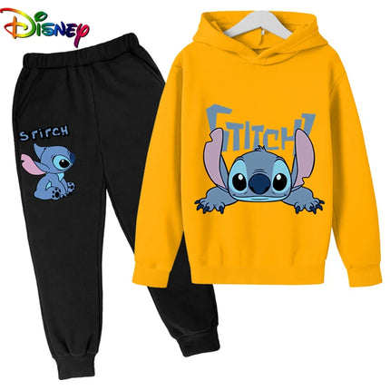 Children Boys Girls Stitch Hoodies Pants Set Boys Girls Stitch Sweatshirts Hooded Kids Fashion Stitch Pullovers Clothes Suit