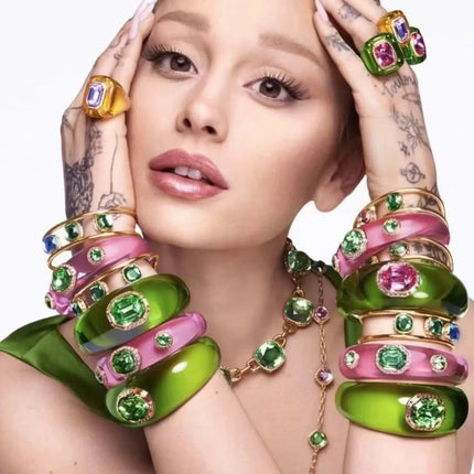 Luxury Jewelry Sets Resin Chunky Bangles Rings Exaggerated Designer Open Bracelet Women's Gift Set Party Accessories New