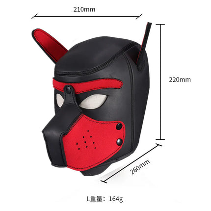 Fashion Puppy Cosplay Dog Mask Head Gear Party PU Leather Rubber Unisex Masks Adjustable Shoulder Strap Leather Chest Harness