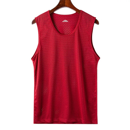 Men's Ice Silk Mesh Tank Tops Man Gym Stringer Transparent Bodybuilding Sleeveless Shirt Fitness Vest Male Muscle Singlets L-5XL