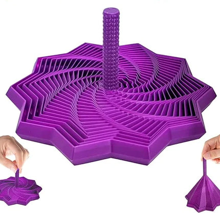 3D Printed Expanded Sensory Fidget Star,Easy-Grip Handles, Whirling Spiral Hexagon Spinner for Stress (Red and Blue,4.64in)